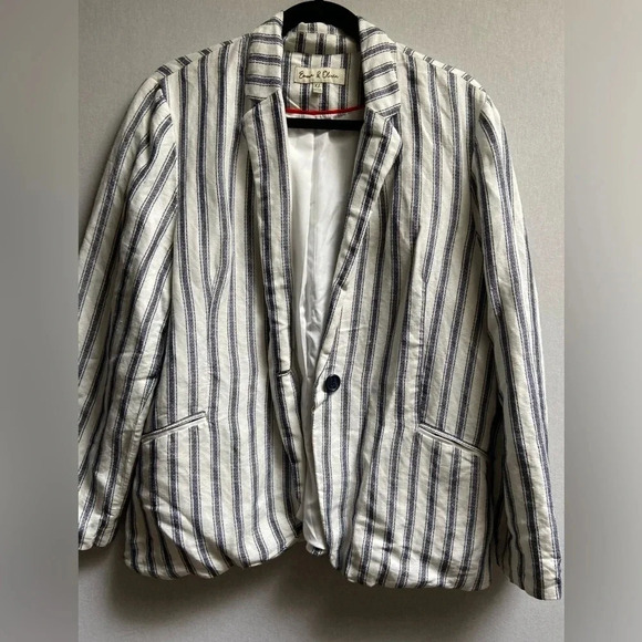Emma & Olivia Linen Rayon pinstripe  blazer Sz XL - Picture 3 of 10
